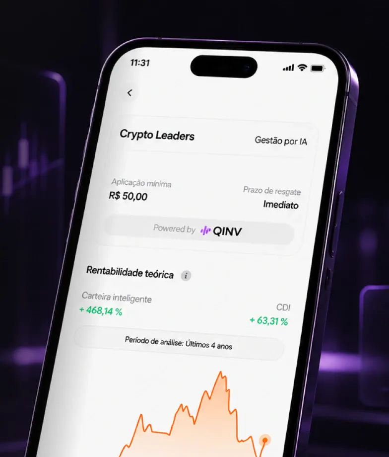 Carteira inteligente QINV no app da Foxbit