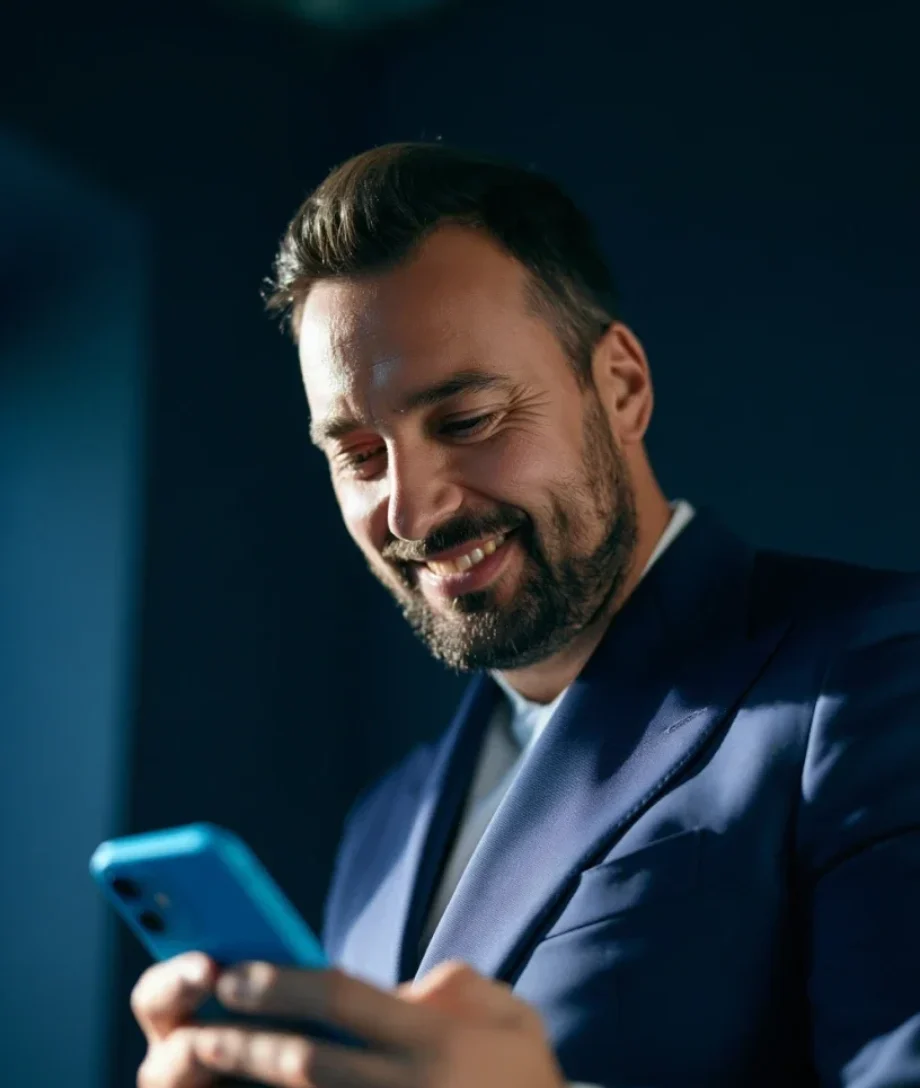 Empresário operando dólar digital pelo celular