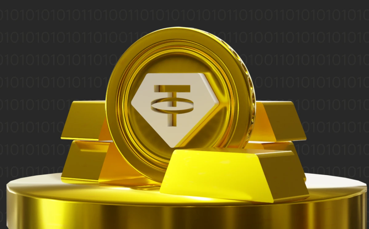 Token XAUt sobre barras de ouro