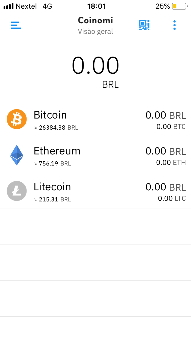 carteira de bitcoin, ethereum e litecoin