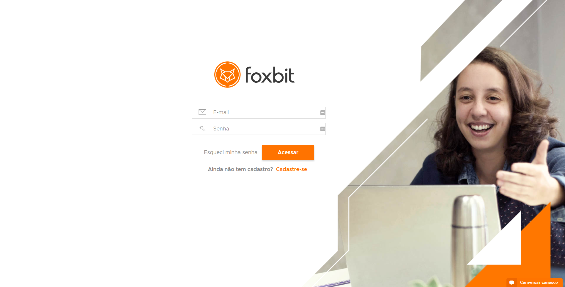 foxbit exchange nova tela de login