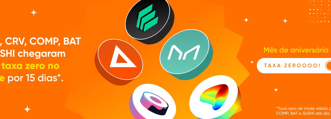 5 novos ativos com TAXA ZERO? SUSHI, BAT, MKR, CRV e COMP chegaram na Foxbit.