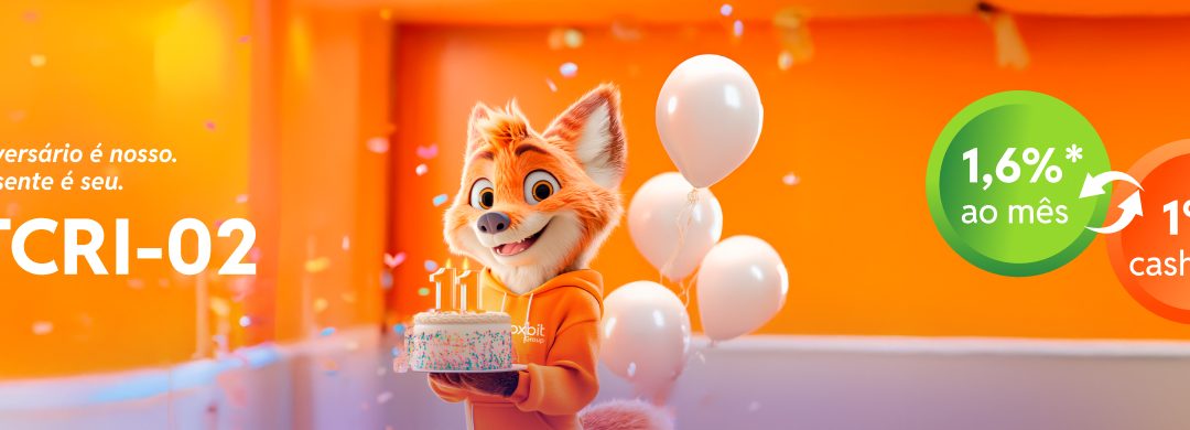 Aniversário Foxbit com oportunidade especial: retorno estimado de 1,6% a.m. + 1% de cashback para diversificar sua carteira